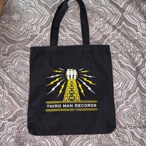 NWOT Third Man Records Black Canvas Tote Bag with Yellow Logo